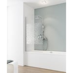 Pare baignoire rabattable, 80 x 140 cm, verre 5 mm, profilé alu-argenté, décor terrazzo, Schulte