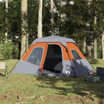 vidaXL Family Tent 6-Person Grey and Orange Quick Release Waterproof NEW