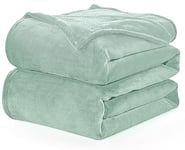 WAVVE Plaid Couverture Polaire Flanelle en Microfibre, Jeté de Canapé 150x200 Vert Clair, Couverture lit Jete de Canape 2 Personnes, Plaid Fourrure Grand Chaud et Doux en Peluche, 200x150