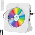 Lecteur Dvd Cd Pour Téléviseur Avec Bluetooth Hdmi Et Lecteur Cd De Bureau Toutes Régions Avec Haut-Parleurs,Affichage Réveil Radio Fm Lecture De Carte Usb Télécommande Et Câble Hdmi(Blanc)