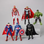 Superhjälte Pvc Leksaker Set 6 st Batman Hulk Superman Thor Ironman Captain America- Perfet