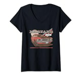 Womens Ford - Red Mustang American Thoroughbred V-Neck T-Shirt