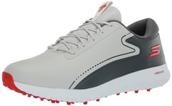 Skechers Men's Max 3 Arch Fit Waterproof Spikeless Golf Shoe Sneaker, Grey/Red, 16