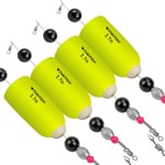 THKFISH Flotteur Peche en Mer Bouchon Peche Flotteurs Pondérés Popping Cork Bouchon de Peche Truite 4 Pièces Jaune-24g