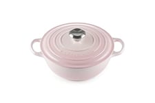 Le Creuset Signature Enamelled Cast Iron La Marmite Casserole Dish with Lid, 24 cm, Shell Pink, 21114247770430