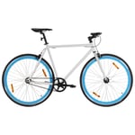 vidaXL Fixed gear cykel vit och blå 700c 55 cm 92271