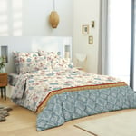 Univers Decor - Pack complet housse de couette réversible pour lit 180 x 200 cm 'King size' Nature bleu