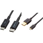 Amazon Basics Câble USB-C vers Micro B 2.0, 0,9 m - Noir & Câble USB 2.0 A mâle vers micro B (1 lot), 90 cm, Noir