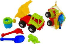 BEACH TRUCK SET SPADE DUMPER TRUCK SAND MOULD WATERING CAN BUCKET BEACH SHOVELS