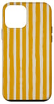 Coque pour iPhone 12 mini Jaune moutarde Beige rayé Girly Esthétique Preppy Stripes