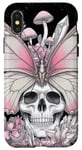 Coque pour iPhone X/XS Tête squelette champignon papillon – Botanique gothique