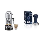 De'Longhi Dedica Style, Machine expresso pour préparer des boissons café et lactées, EC685M, Acier Chromé & DLSC058-Tasseur de café en acier inoxydable