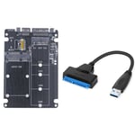 Tlily - Carte Adaptateur M.2 ngff ssd Vers sata 3.0 msata 2 en 1 avec Câble Easy Drive