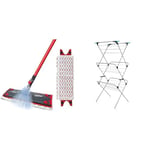 Vileda 1-2 Spray Mop, Microfibre Flat Floor Spray Mop with Extra Head Replacement, Set of 1x Mop and 1x Refill, Red & Minky 3 Tier Plus Clothes Airer
