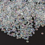 Lot de 3300 pièces de perles de rocaille en verre, ensemble de couleurs lustrées transparentes de 3 mm, 8/0, perles Pony, mini-perles transparentes pour enfants (blanc AB)