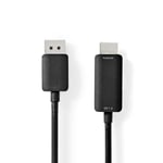 Nedis Displayport kabel | DisplayPort Han | HDMI™ Stik | 4K@60Hz | Nikkelplateret | 2.00 m | Runde | PVC | Sort | Box