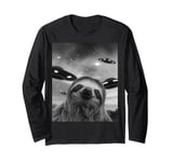 Sloth UFO Starry Sky Sloth Selfie with UFOs Long Sleeve T-Shirt