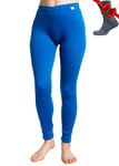 Merino.tech Laine Merinos Pantalon Femme - Respirante Merino sous Vetement Merinos Femme, 100% Mérinos Legging Laine Femme Mi-Lourd + Chaussettes en Laine mérinos (X-Small, Cobalt Blue 250)