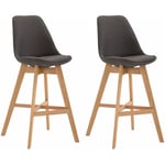 Décoshop26 - Lot de 2 tabouret de bar chaise haute design moderne en tissu gris foncé