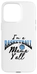 Coque pour iPhone 15 Pro Max Southern Moms Ballon de basket fantaisie Bleu ciel Noir