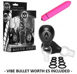 Master Series Pyramids Nipple Enlarger Bulbs w/ O Rings Nipple Sucker Kit + VIBE