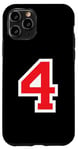 iPhone 11 Pro Jersey Number Uniform #4 Red, Four 4th Case