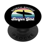 Surfer Girl North Shore Hawaii Hawaii Surf Beach PopSockets PopGrip Adhésif