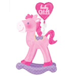 Giant Baby Girl Pink Rocking Horse Airwalker Foil Balloon