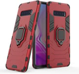 Galaxy S10+ Coque, Anneau De Support Téléphone Voiture Magnétique Bague 360 Étui De Protection Samsung Galaxy S10 Plus Rouge