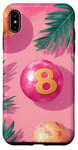 Coque pour iPhone XS Max Aquarelle rose tropical rétro Lucky Disco 8 Ball Pattern