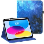 MoKo for iPad 10th Generation Case iPad 10.9 Inch Case 2022 with Pencil Holder, Multi-Angle Viewing iPad Case 10th Generation with Soft TPU Back Hand Strap for iPad 10th Gen 2022, Blue Starry Sky