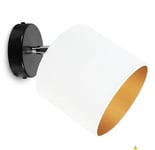 Light-Home Luminaires Intérieur - Plafonnier Salon Milan Collecte - Moderne Lustre pour Chambre, Salon, Cuisine - Applique 1-Lumières en Métal et en Tissu - Diamètre 15cm - Blanc avec Noir