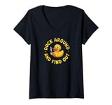 Womens Cute Yellow Rubber Ducky Little Bath Toy Duck V-Neck T-Shirt