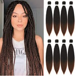 Braiding Hair Pre Stretched - 26 Inch Pre Stretched Braiding Hair 1B/30 Braiding Hair Soft Yaki Texture 8 Packs Crochet Hair Extensions Braids for Black Women (26 Inch(8Packs), 1B/30)