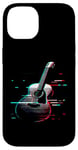 Coque pour iPhone 14 Glitch Guitare acoustique – Amateur de musique de guitare vintage