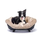 Ferplast Dog Bed & Cat Bed with Cushion, Dog Bed Washable, Raised Dog Bed, Plastic Dog Bed Medium, Dog Basket, Breathable & Antislip, SOFA' THRONE 85 x 62 x h 33 cm, Black