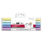 Tombow Set de 5 marqueur à base d'alcool ABT PRO, pointe en nylon et biseautée, Couleur Pastel