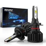 BEAMFLY Ampoule H7 LED Voiture 16000LM, Lampes de Phares 100W, Kit de Conversion Halogène 12V, Noir, 6000K Blanche Puissante