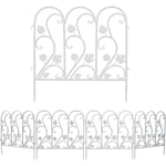 Unho - Clôture Jardin Extérieur Lot de 5 Bordures Décoratives 59,5x62cm Grille de Protection Fer Forgé Motif Paysage Portillon de Jardin - Blanc