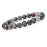 TreasureBay Handmade 8mm Natural Gemstone Stretch Bracelet for Women and Men | Unisex Beaded Jewelry in Tiger’s Eye, Turquoise, and More – Gift Box Included (African Blood Jasper)