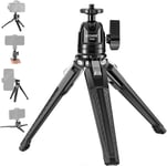 NEEWER Mini Desk Tripod with 360°Ball Head, Portable Small Pocket Table Tripod for Travel Vlogging, Supports Vertical Recording and Handle for Camera Phone Action Cam, Max. Load 3 kg, TP29