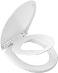 Ram® White Soft Close Family Toilet Seat with Quick Release Function Family Toilet Seat with Built in Child Seat Children Potty Training Toilet Seat with Adjustable Hinges, O Shape