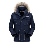 Parka Homme De Marque Colore Unie À Capuche De Manteau Homme Col Standup D'hiver Épaissir De Veste Homme Col En Fausse Fourrure De Trench Homme