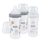 NUK Perfect Match flaskpaket om 3 med temperatur Control 260 ml från 3 månader i vitt och grått