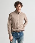 GANT - Mikrorutet flanellskjorte i regular fit til herre dark khaki