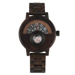 MKDLB Wooden watch Unique Compass Turntable Designer Ebony Wood Watch Men's Creative Semicircle Dial Clock Full Wood Watch Retro,ebony wood