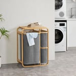 [en.casa] - Panier à linge Evenes bambou 71 x 50 x 33 cm naturel gris