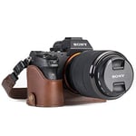 MegaGear MG1124 Ever Ready Leather Half Case and Strap with Battery Access for Sony Alpha A7S II/A7R II/A7 II Camera - Dark Brown