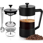 Tuserxln - Cafetière à Piston, French Press 1000 ml (5 Tasses),verre borosilicate résistant à la chaleur, Triple Filtres en acier inoxydable