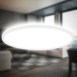 B.K.Licht - Plafonnier LED à lumière indirecte, 3cm plat, lumière blanc neutre, lampe LED, plafonnier LED, lampe de salon, panneau LED, lampe de cuisine, éclairage plafond, 42x3 cm, Blanc